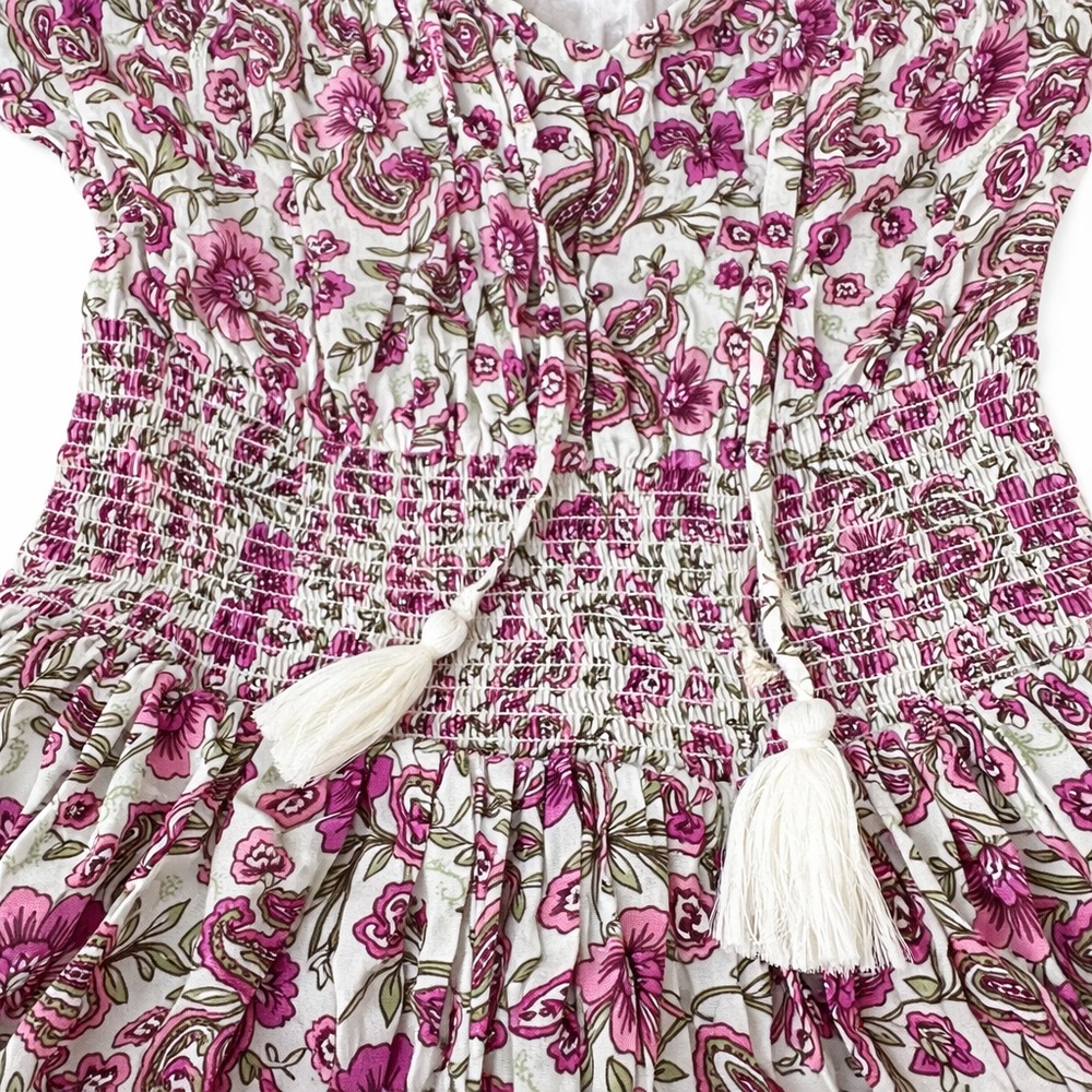 NWT PATRONS OF PEACE Boho Floral Smocked Mini Dress Size Small - Picture 3 of 4